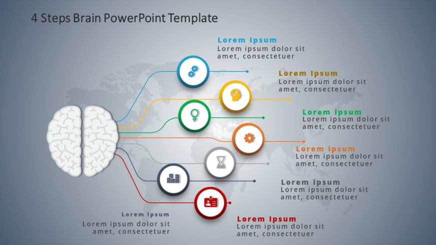 4 Steps Brain PowerPoint Template