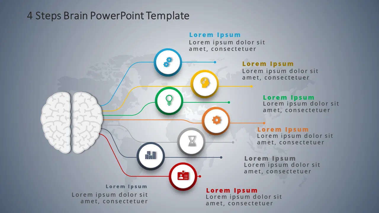 4 Steps Brain PowerPoint Template & Google Slides Theme