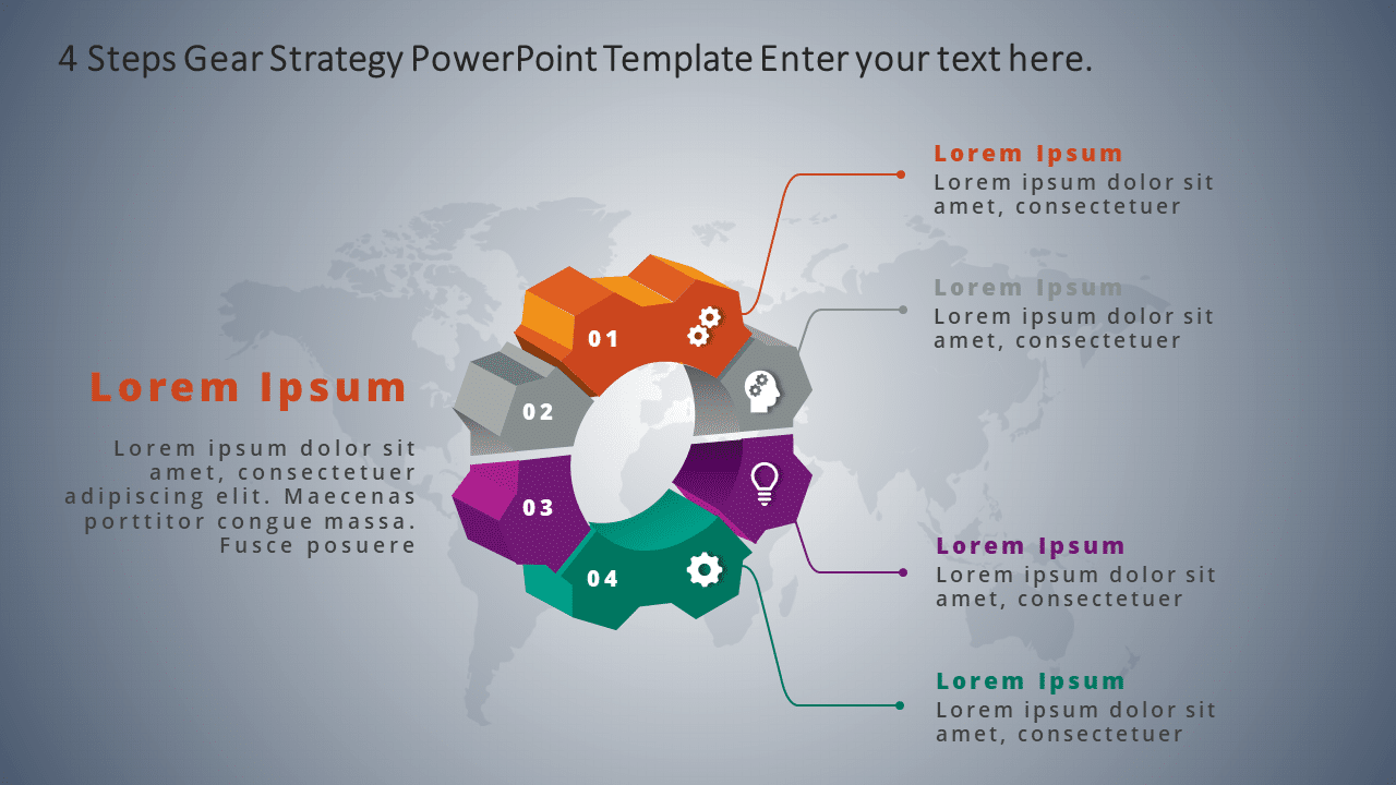 4 Steps Gear Strategy PowerPoint Template & Google Slides Theme