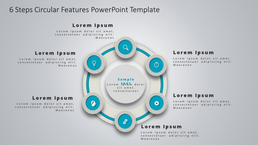 6 Steps Circular Features PowerPoint Template