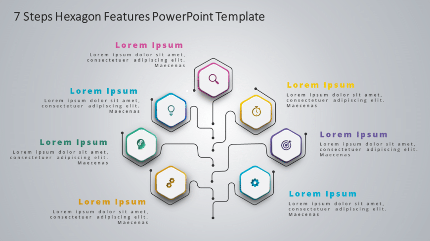 7 Steps Hexagon Features PowerPoint Template