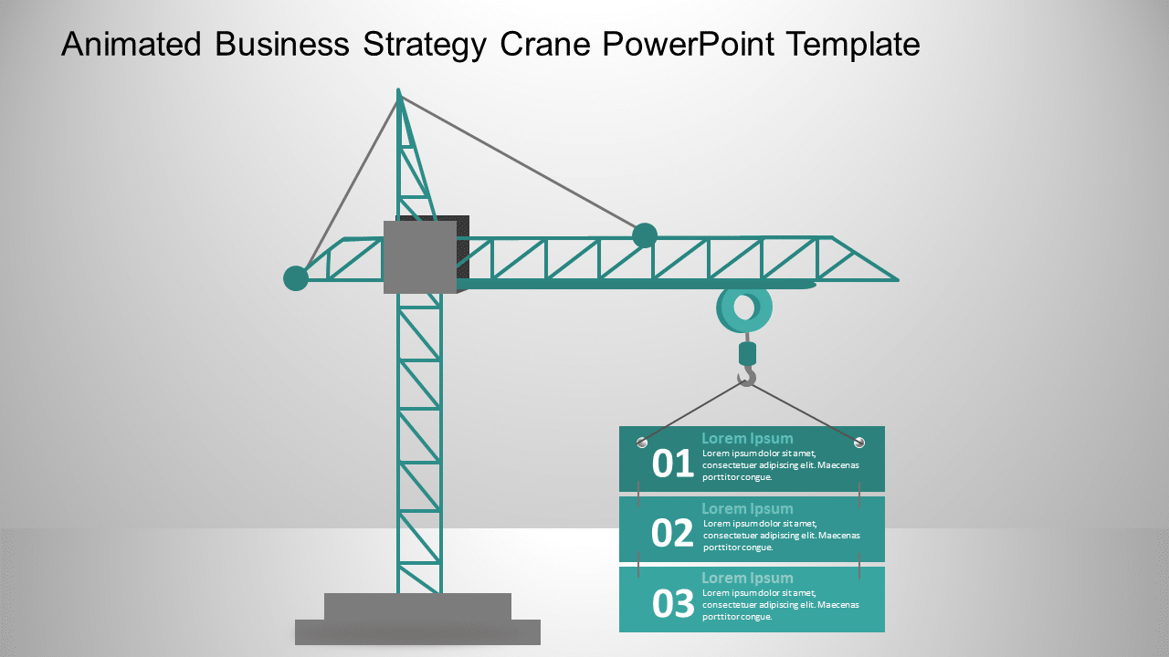 Animated Business Strategy Crane PowerPoint Template & Google Slides Theme