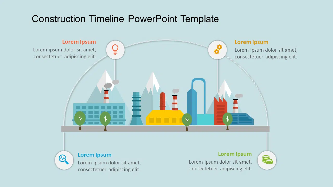 Construction Timeline PowerPoint Template & Google Slides Theme