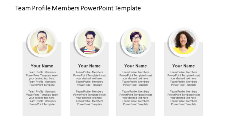 Team Profile 4 Members PowerPoint Template & Google Slides Theme