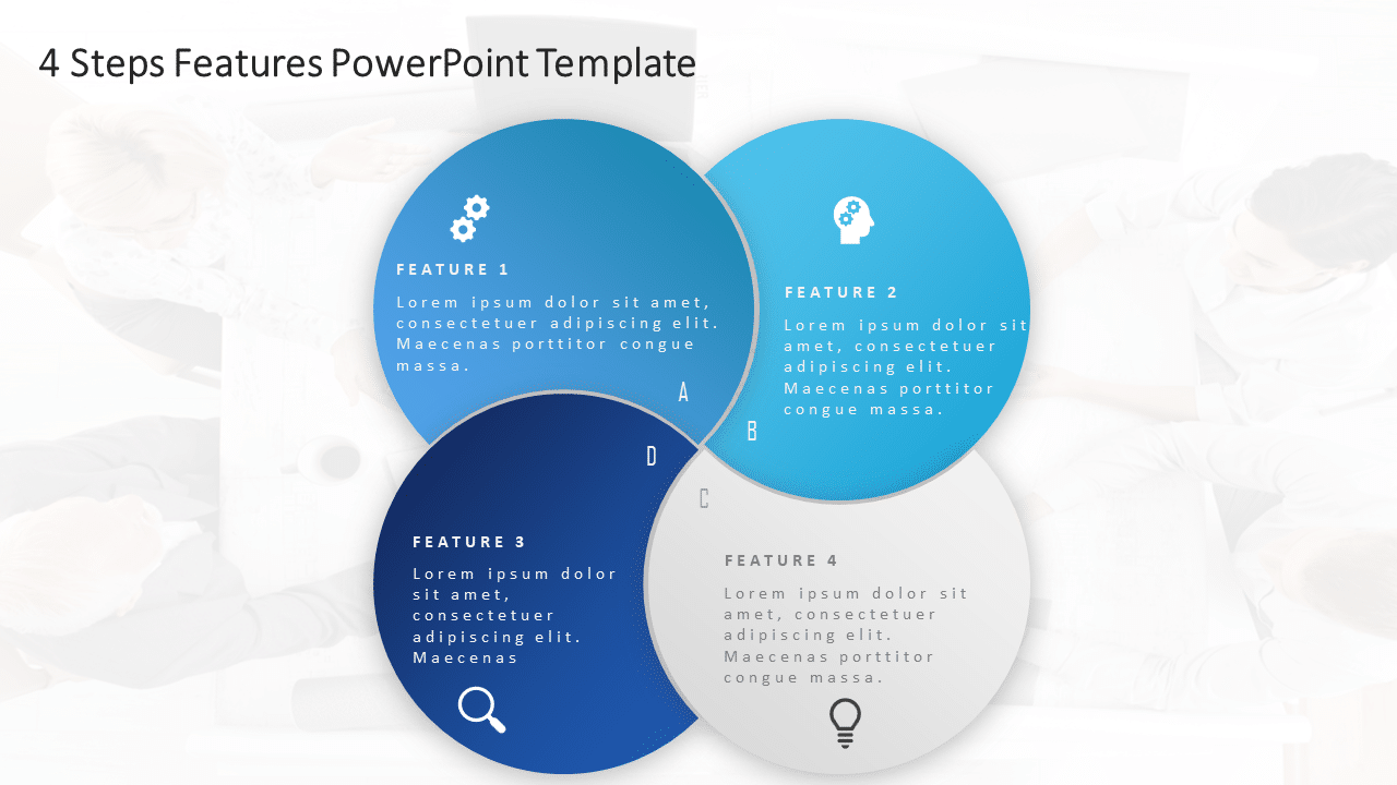 4 Key Features Powerpoint Slide Example 4 Steps Features PowerPoint Template