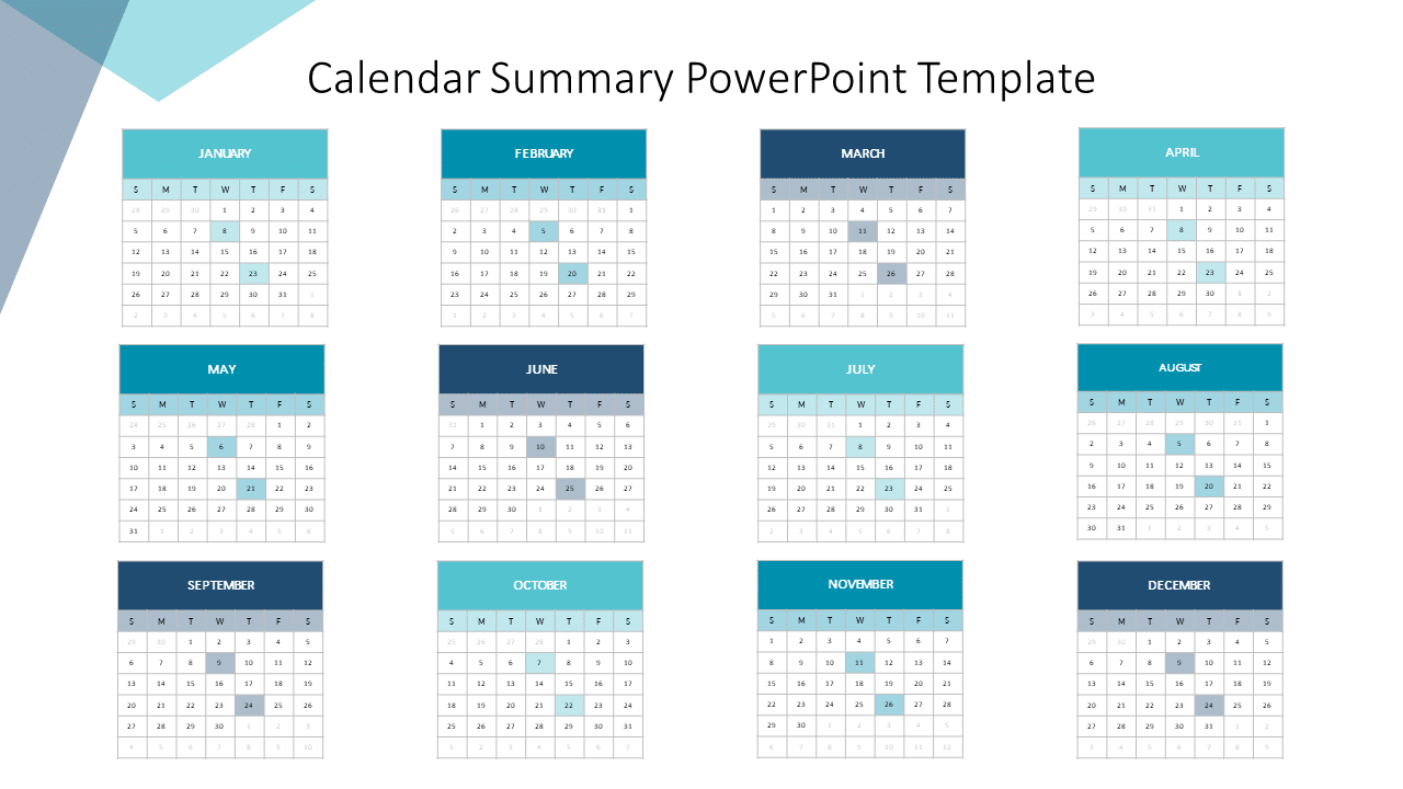 Calendar 2020 Summary PowerPoint Template & Google Slides Theme