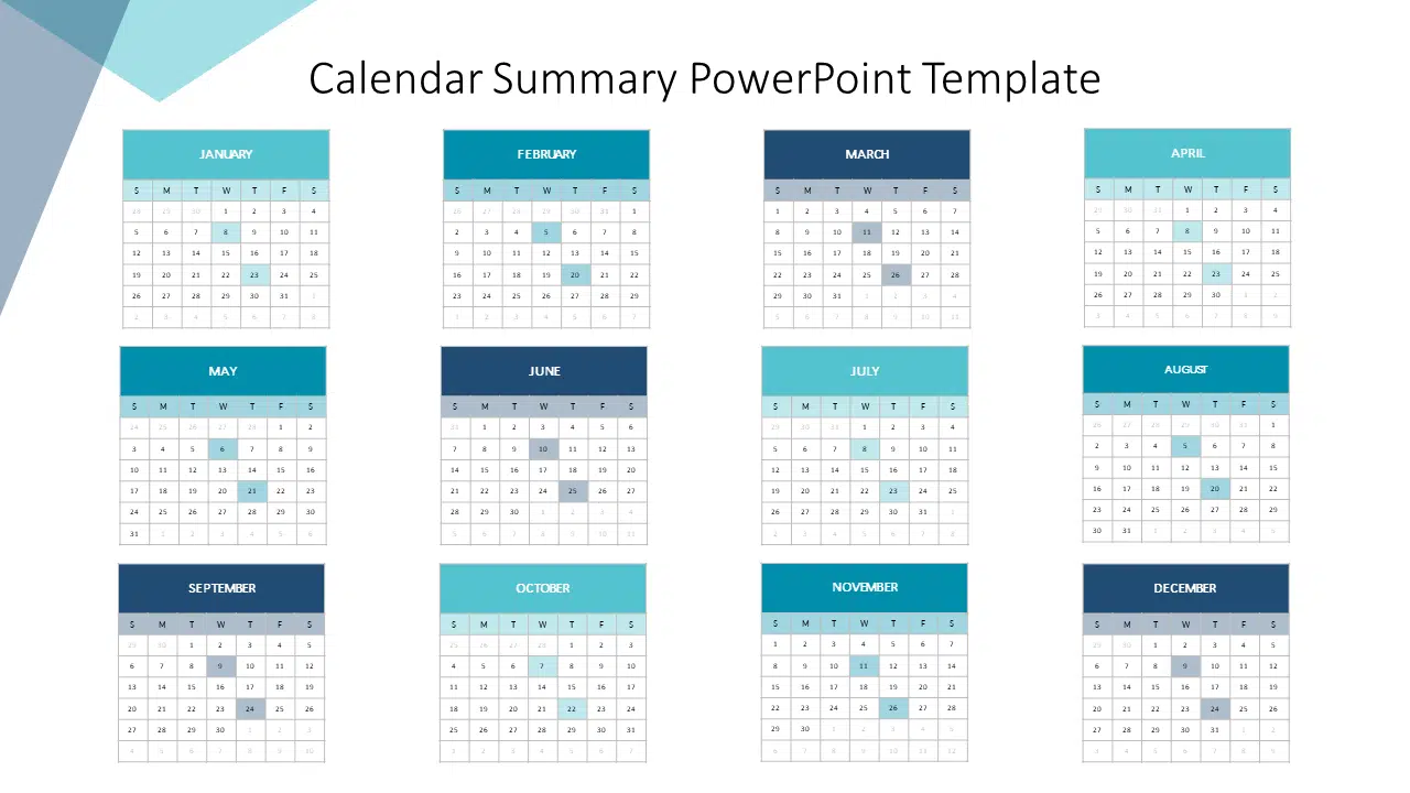 Calendar 2020 Summary PowerPoint Template & Google Slides Theme