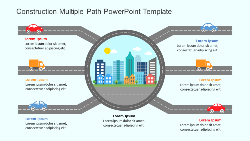 Construction Multiple Path PowerPoint Template