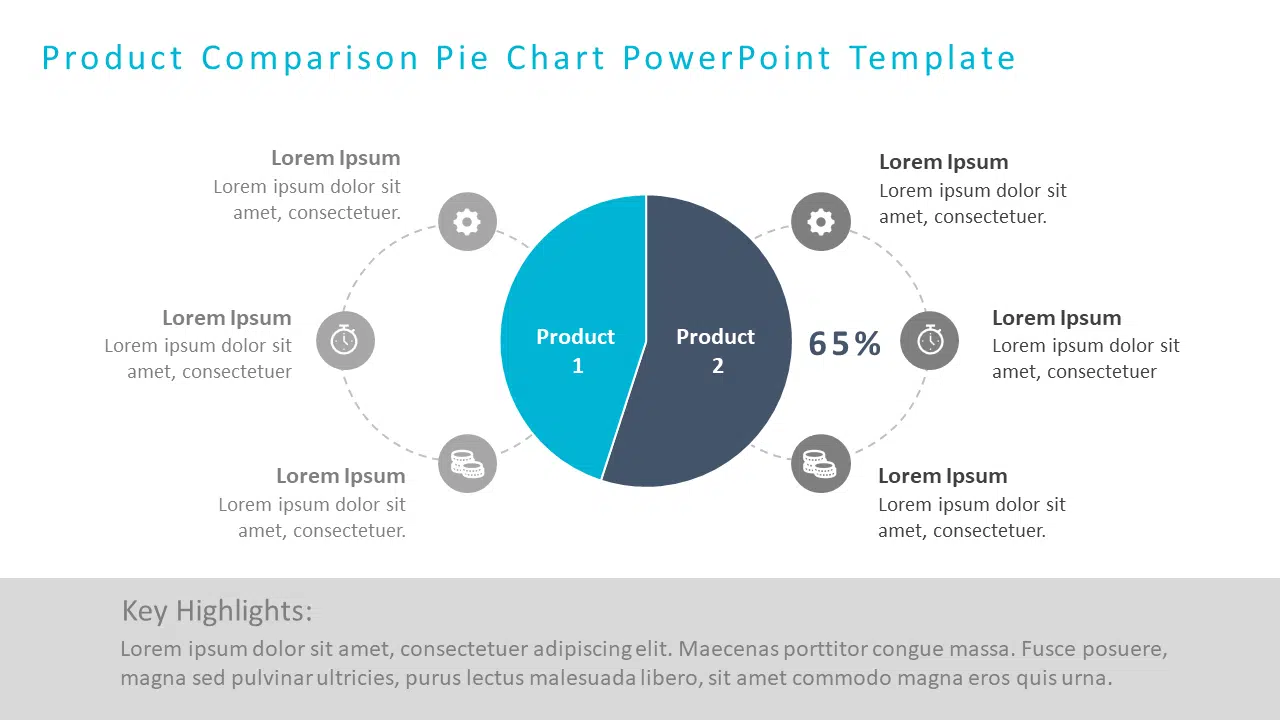 Product Comparison Pie Chart PowerPoint Template & Google Slides Theme