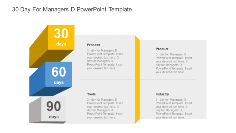 30 60 90 day for Managers 3D PowerPoint Template & Google Slides Theme