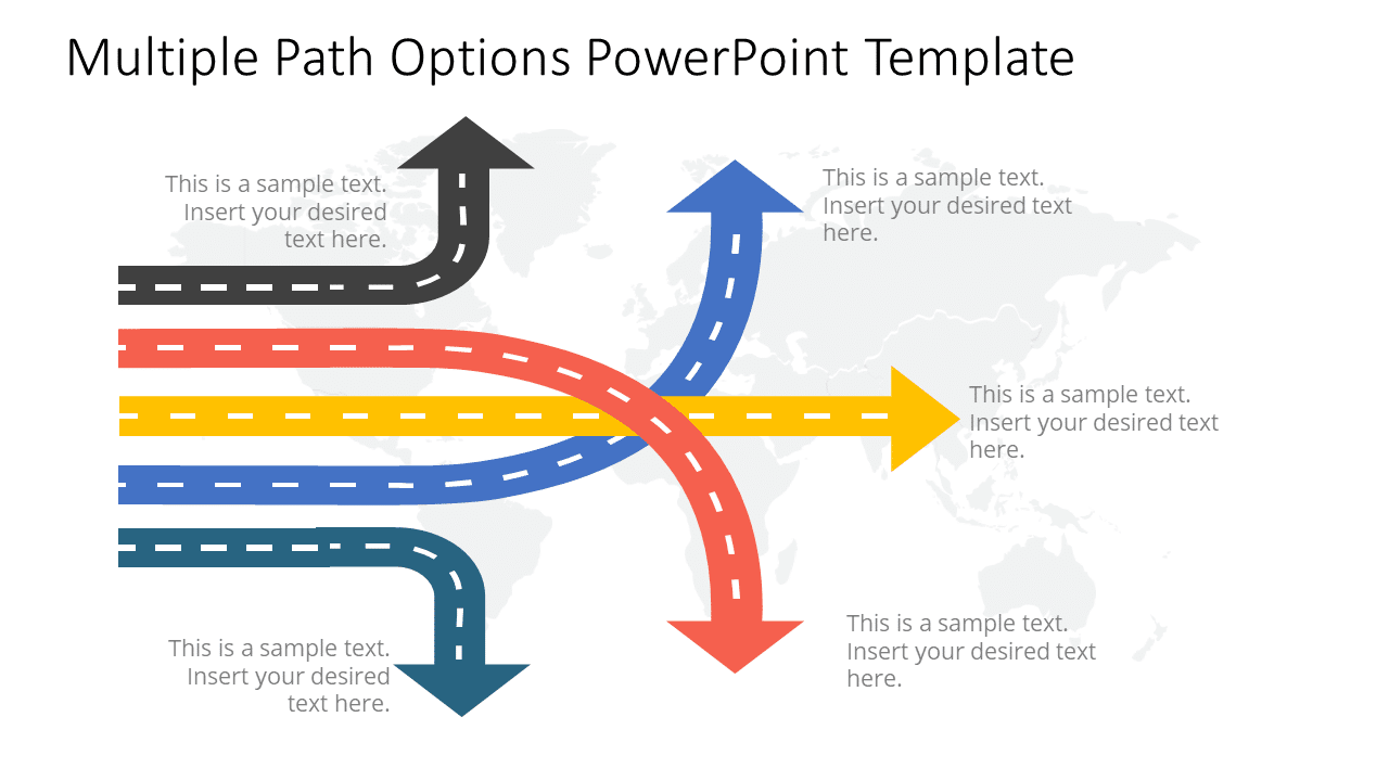 Colorful Arrow Pathway Diagram for Strategic Options Presentation Template
