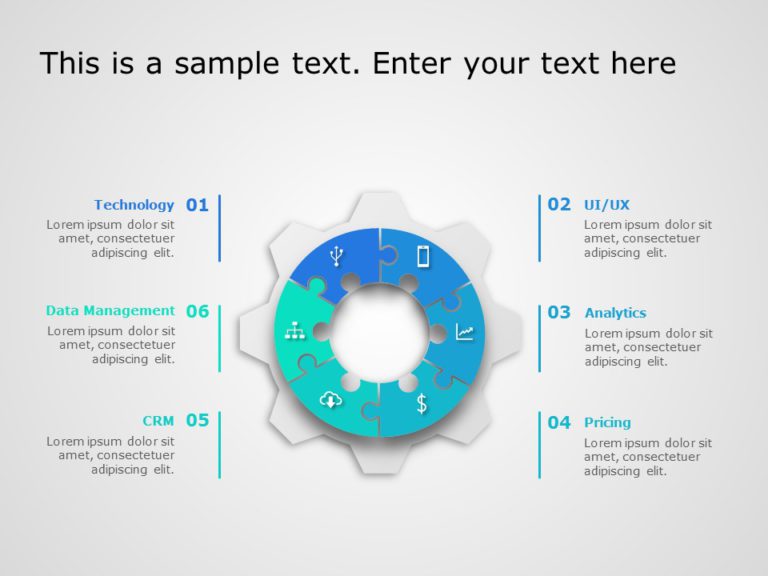 Animated circle Gear Puzzle PowerPoint Template & Google Slides Theme