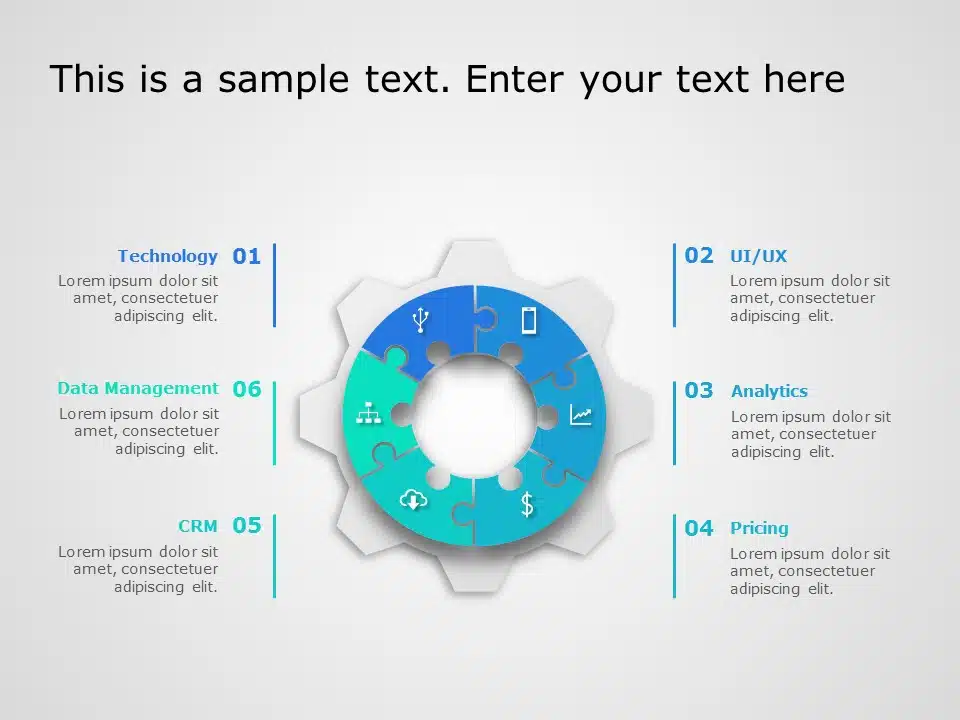 Animated circle Gear Puzzle PowerPoint Template & Google Slides Theme