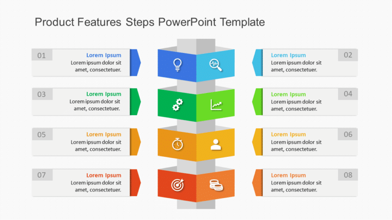 Product Features 8 Steps PowerPoint Template & Google Slides Theme