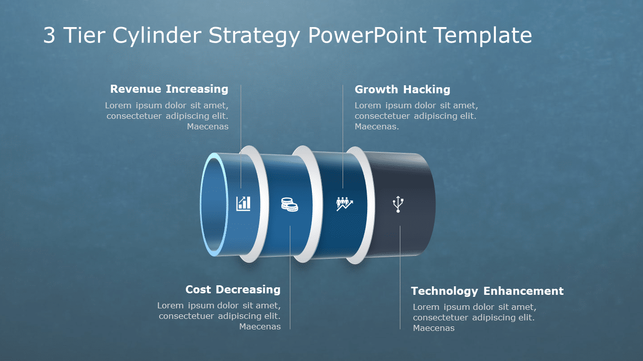 3 Tier Cylinder Strategy PowerPoint Template & Google Slides Theme