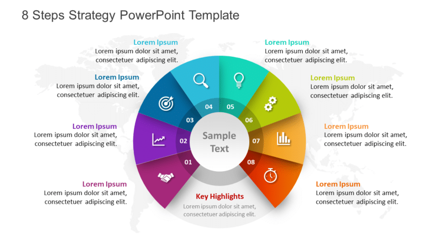 8 Steps Strategy PowerPoint Template