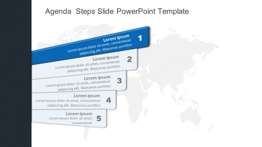 Agenda 5 Steps Slide PowerPoint Template