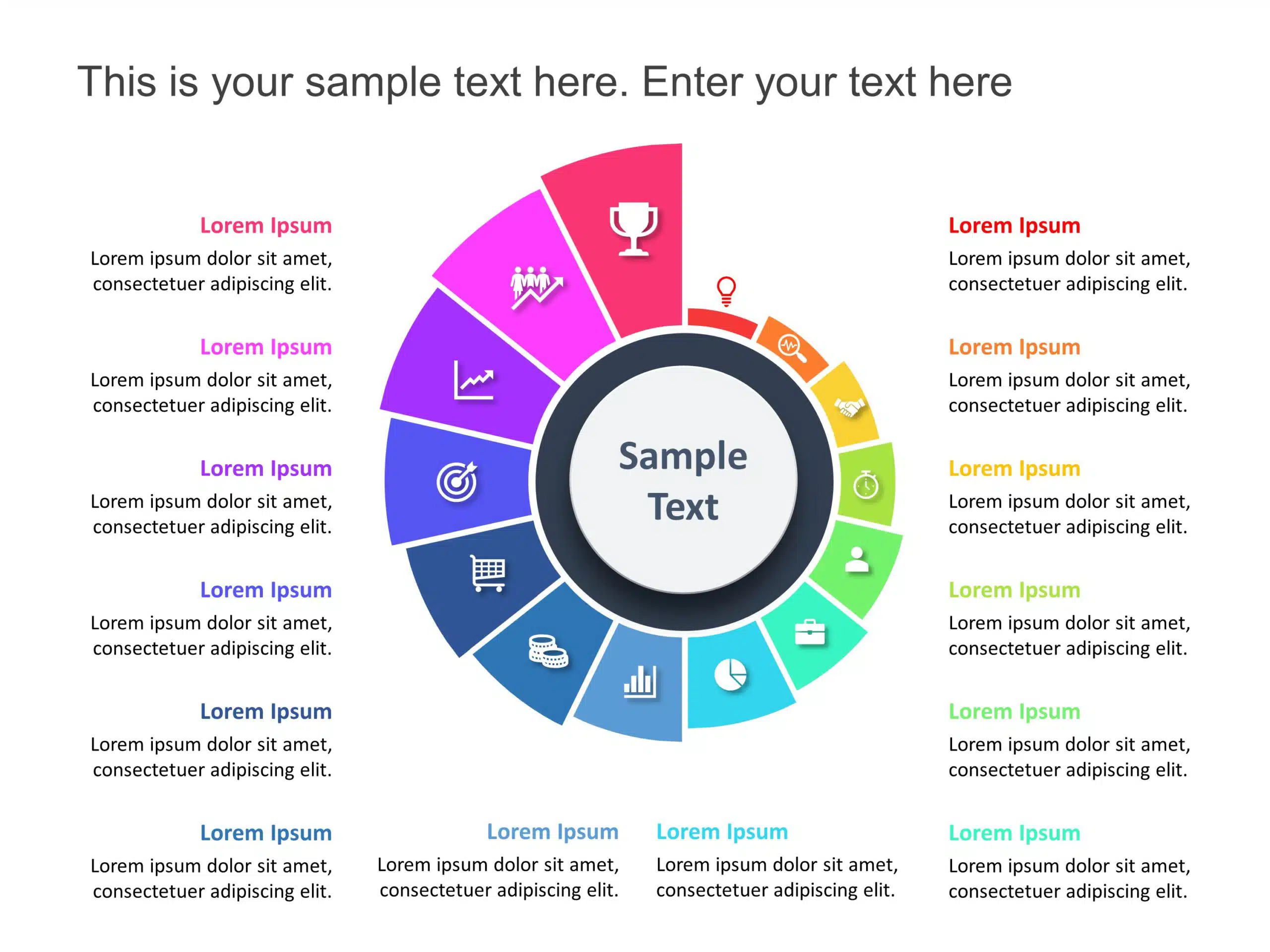 14 Steps Circle Infographic PowerPoint Template & Google Slides Theme