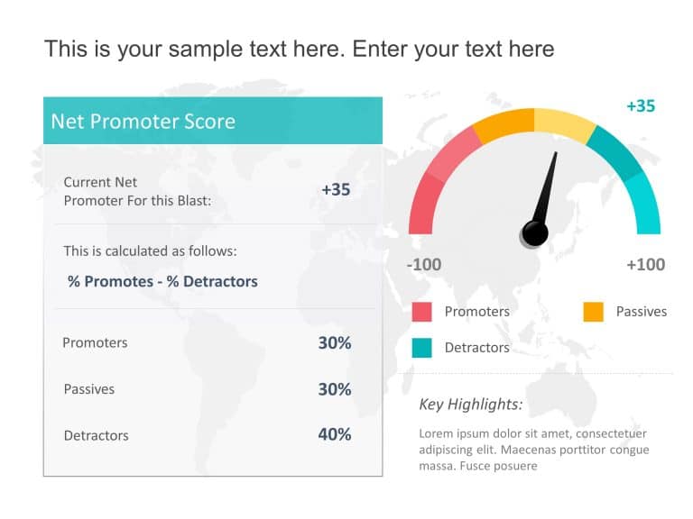 Net Promoter Score Metrics Card PowerPoint Template & Google Slides Theme