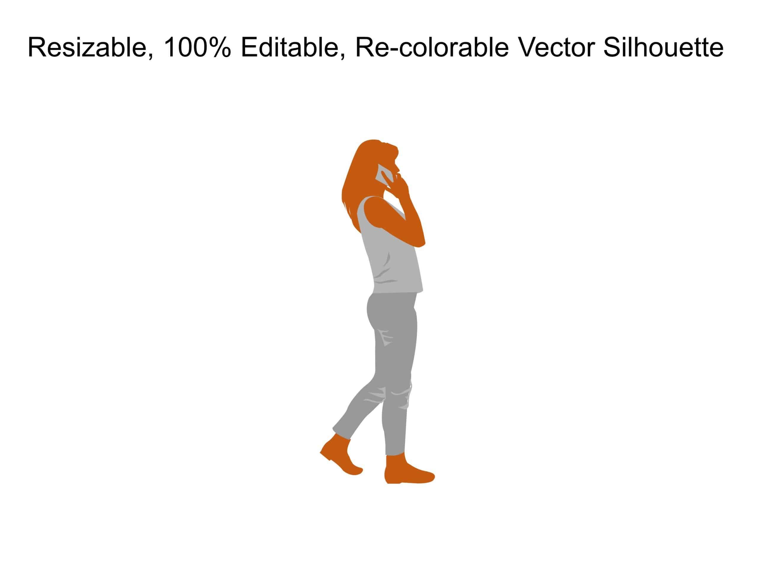 Business Woman Walking Silhouette PowerPoint Template