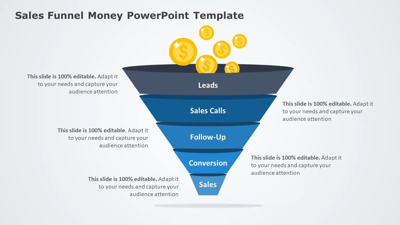 Sales Funel Money PowerPoint Template & Google Slides Theme