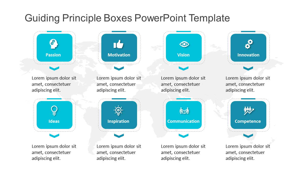 Guiding Principle Boxes PowerPoint Template & Google Slides Theme