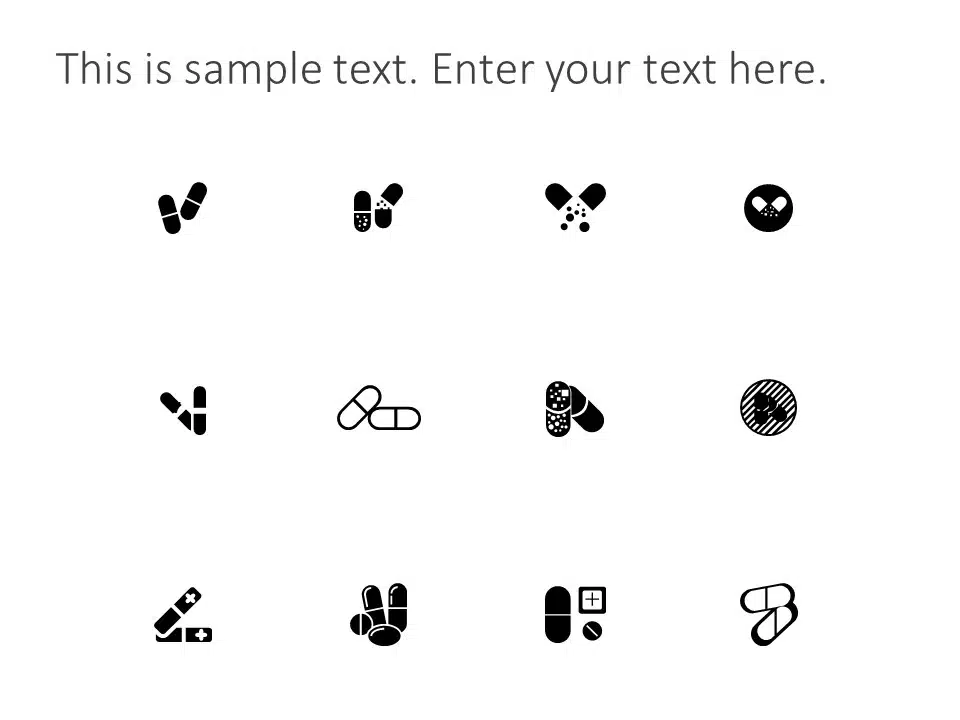 Capsules Medicine Icons 12 PowerPoint Template & Google Slides Theme