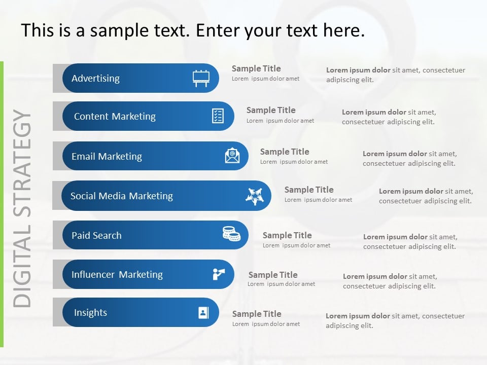Digital Marketing Strategy List PowerPoint Template & Google Slides Theme
