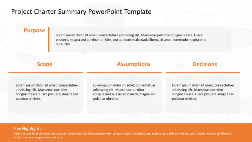 Project Charter Summary PowerPoint Template