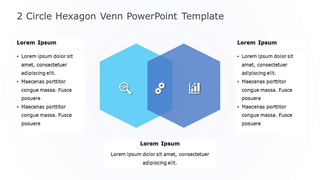2 Circle Hexagon Venn PowerPoint Template & Google Slides Theme