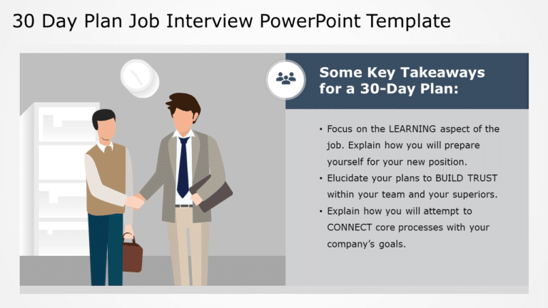 30 60 90 day plan job interview PowerPoint Template & Google Slides Theme