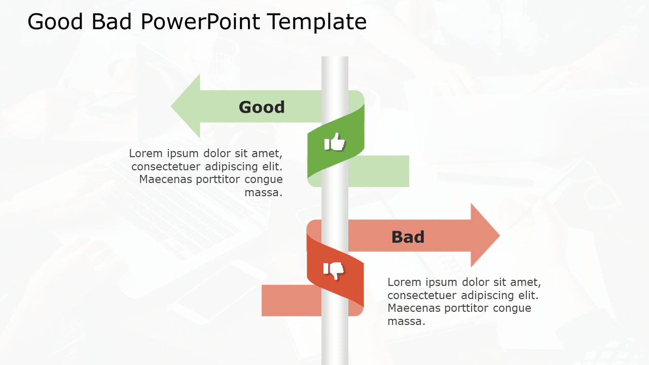 Green and Red Vertical Good-Bad Comparison Arrows Presentation Template