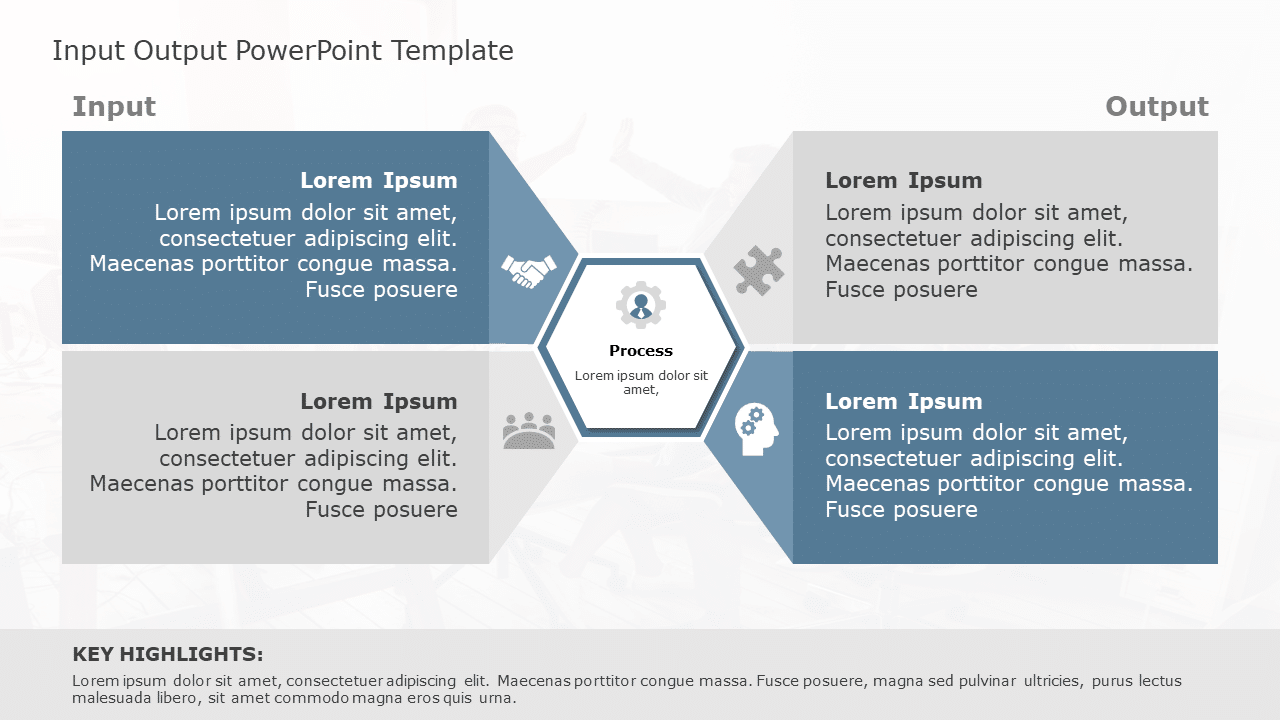 Hexagonal Input-Output Process Diagram in Blue and Gray Presentation ...