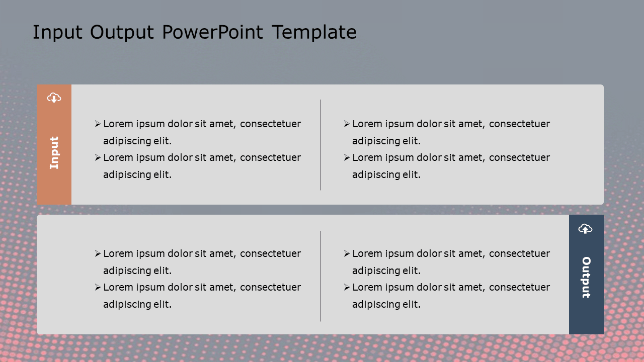 Gradient Input-Output Diagram with Cloud Icons Slide Template