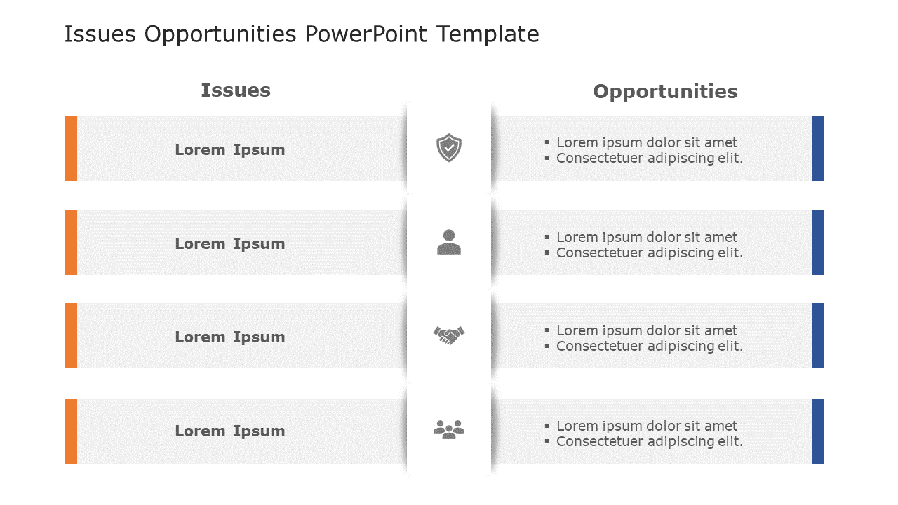 Issues Opportunities 99 PowerPoint Template & Google Slides Theme