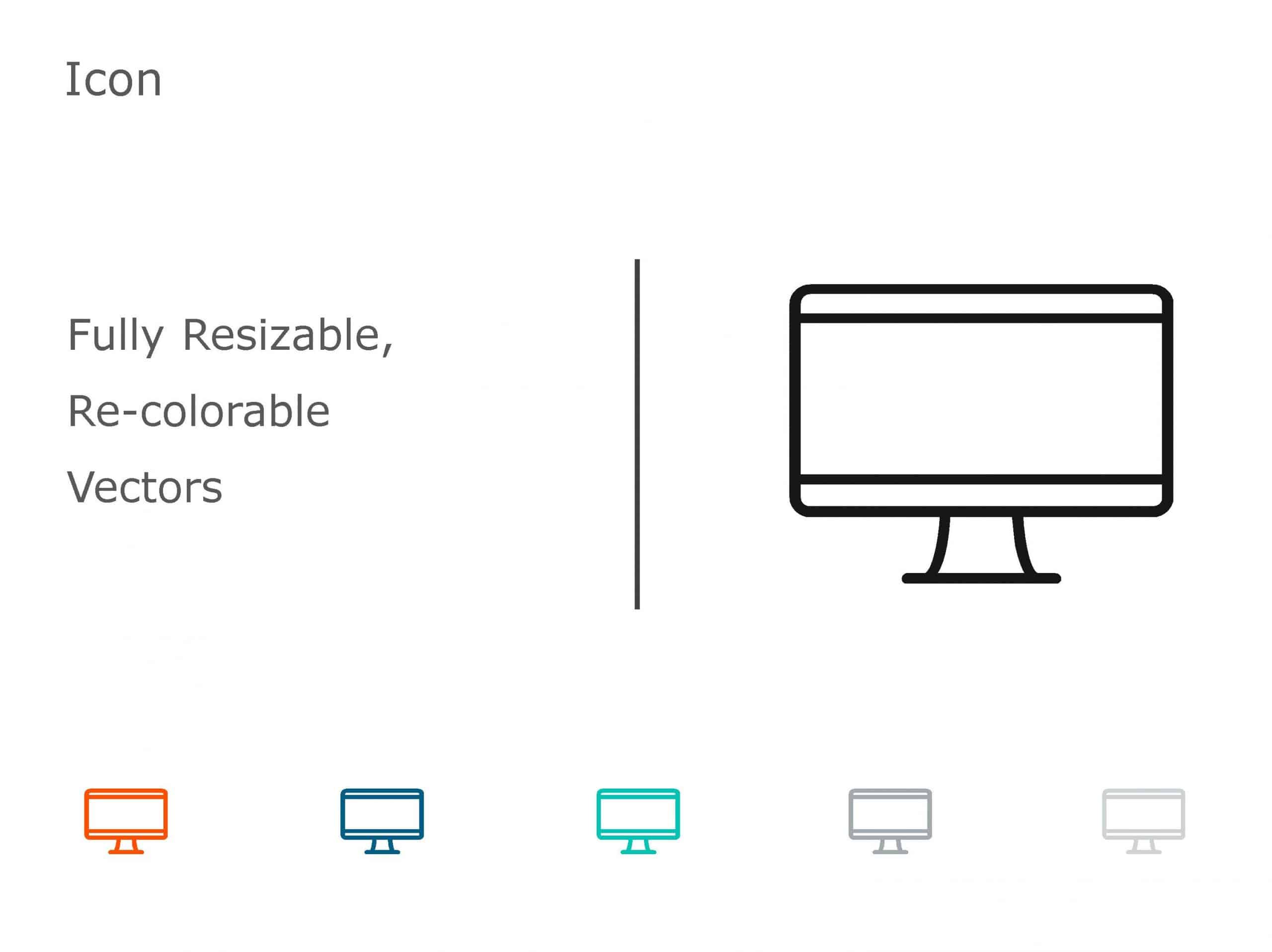 Colorful Computer Monitor Icon Set for Tech Presentations Slide Template