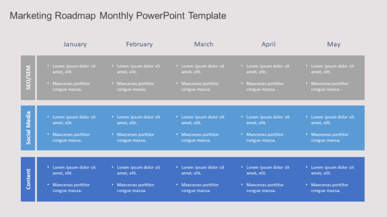 Marketing Roadmap Monthly PowerPoint Template & Google Slides Theme