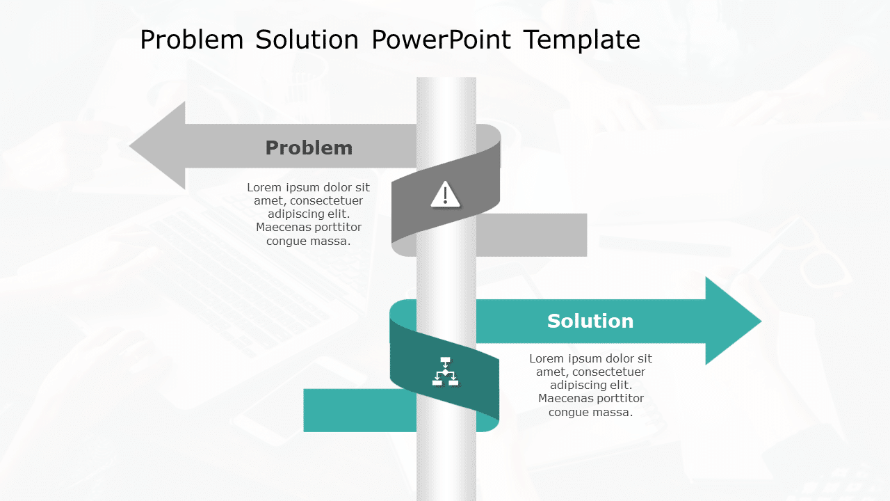 Gray and Teal Arrow Problem-Solution Infographic Powerpoint Template