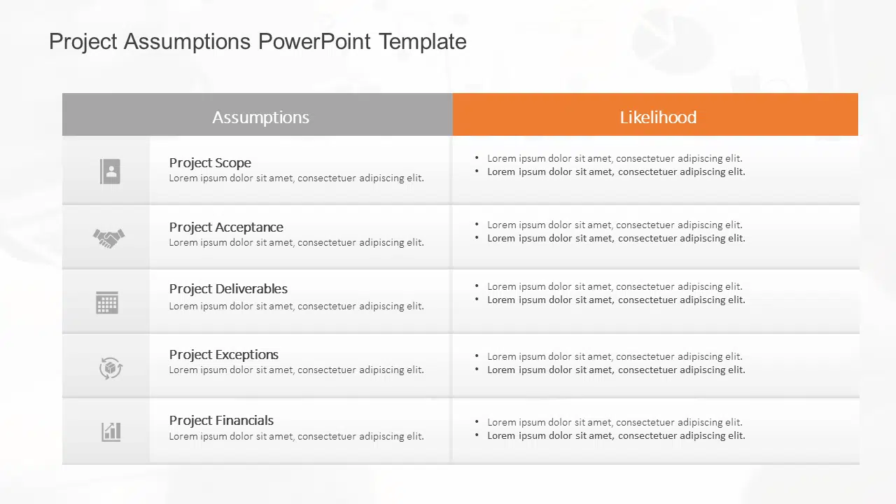 Project Assumptions PowerPoint Template & Google Slides Theme