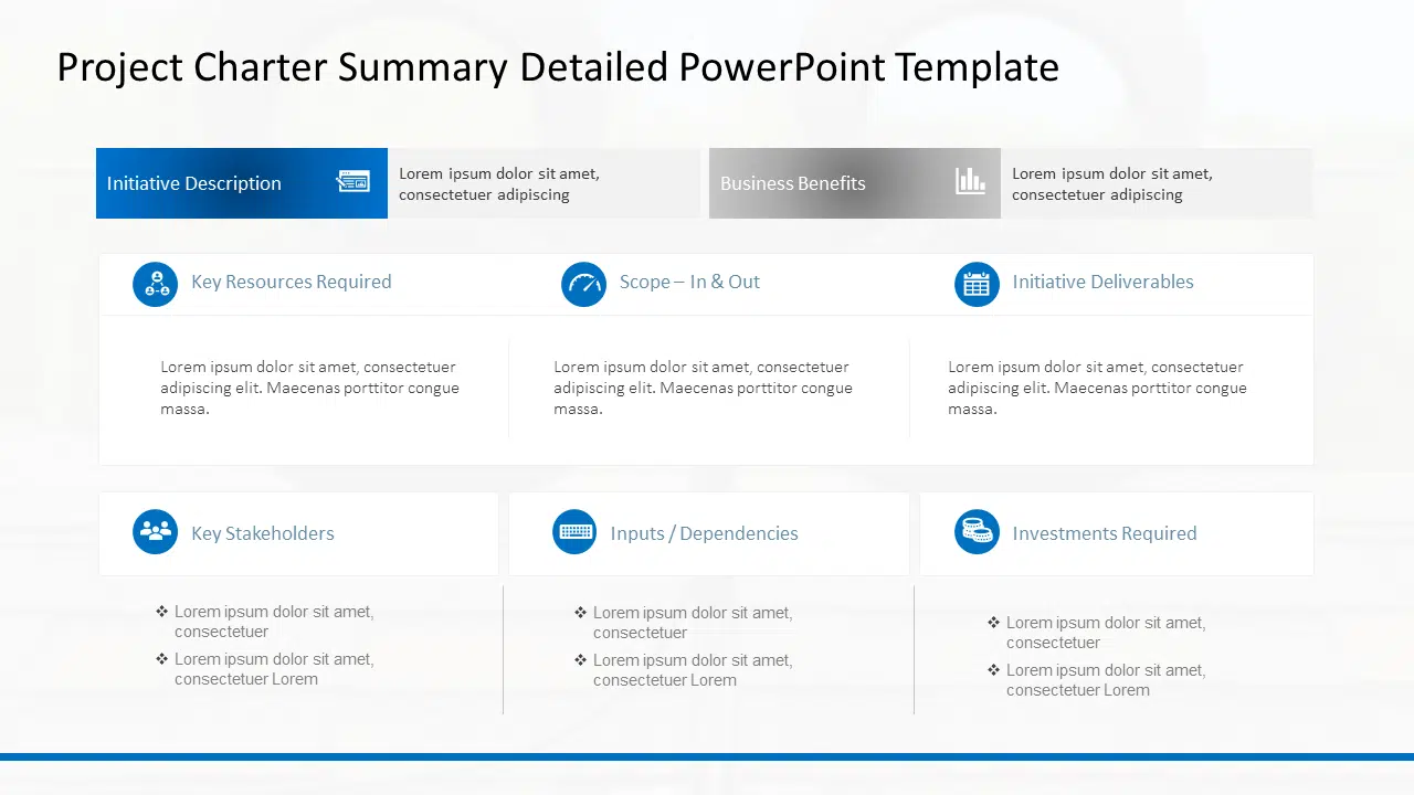 Project Charter Summary Detailed PowerPoint Template & Google Slides Theme