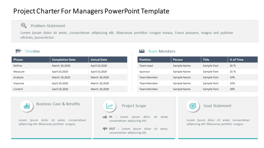 Project Charter for Managers PowerPoint Template