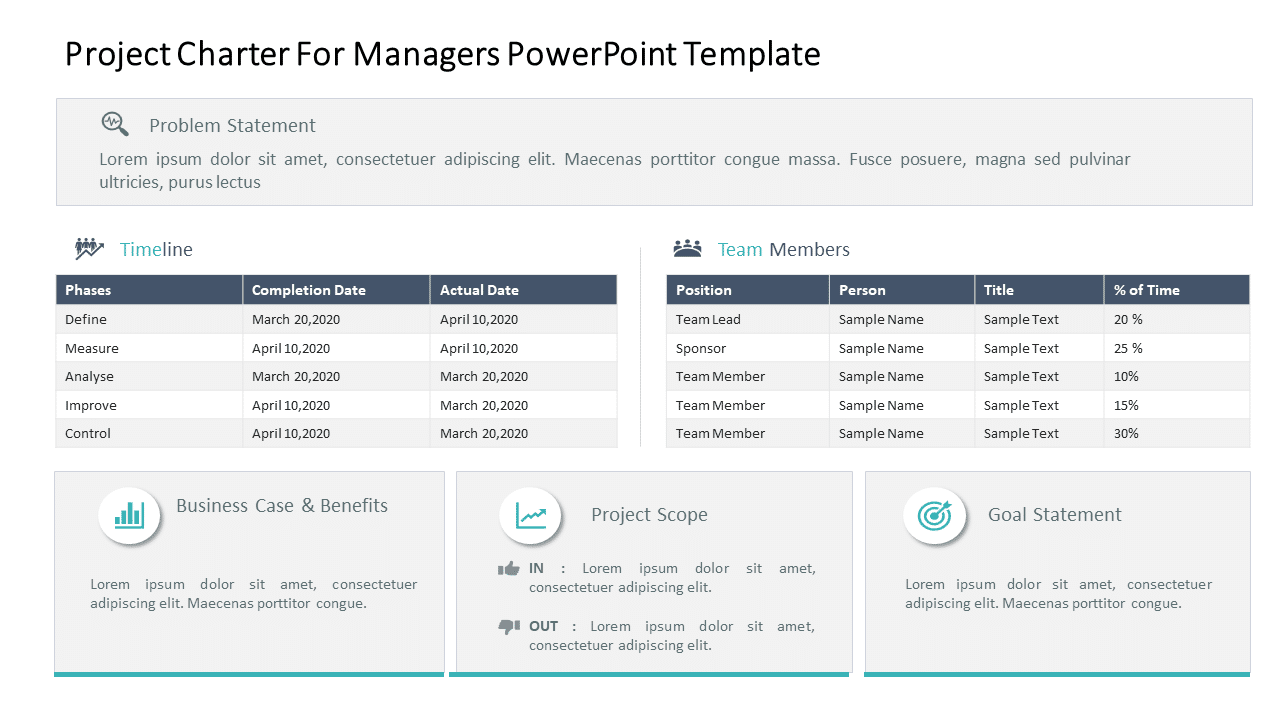 Project Charter for Managers PowerPoint Template & Google Slides Theme