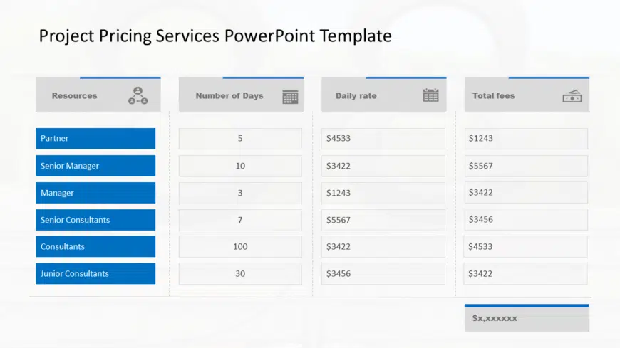 Project Pricing Services PowerPoint Template