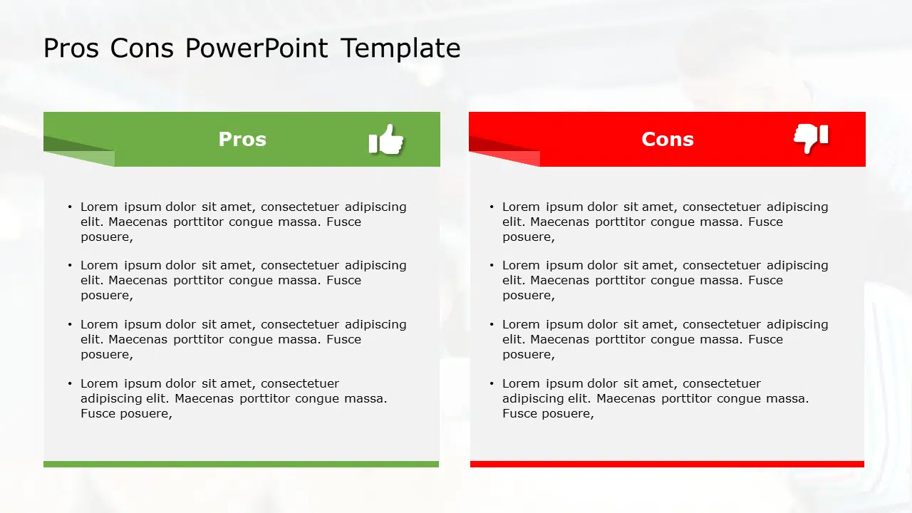 Pros Cons 110 PowerPoint Template & Google Slides Theme