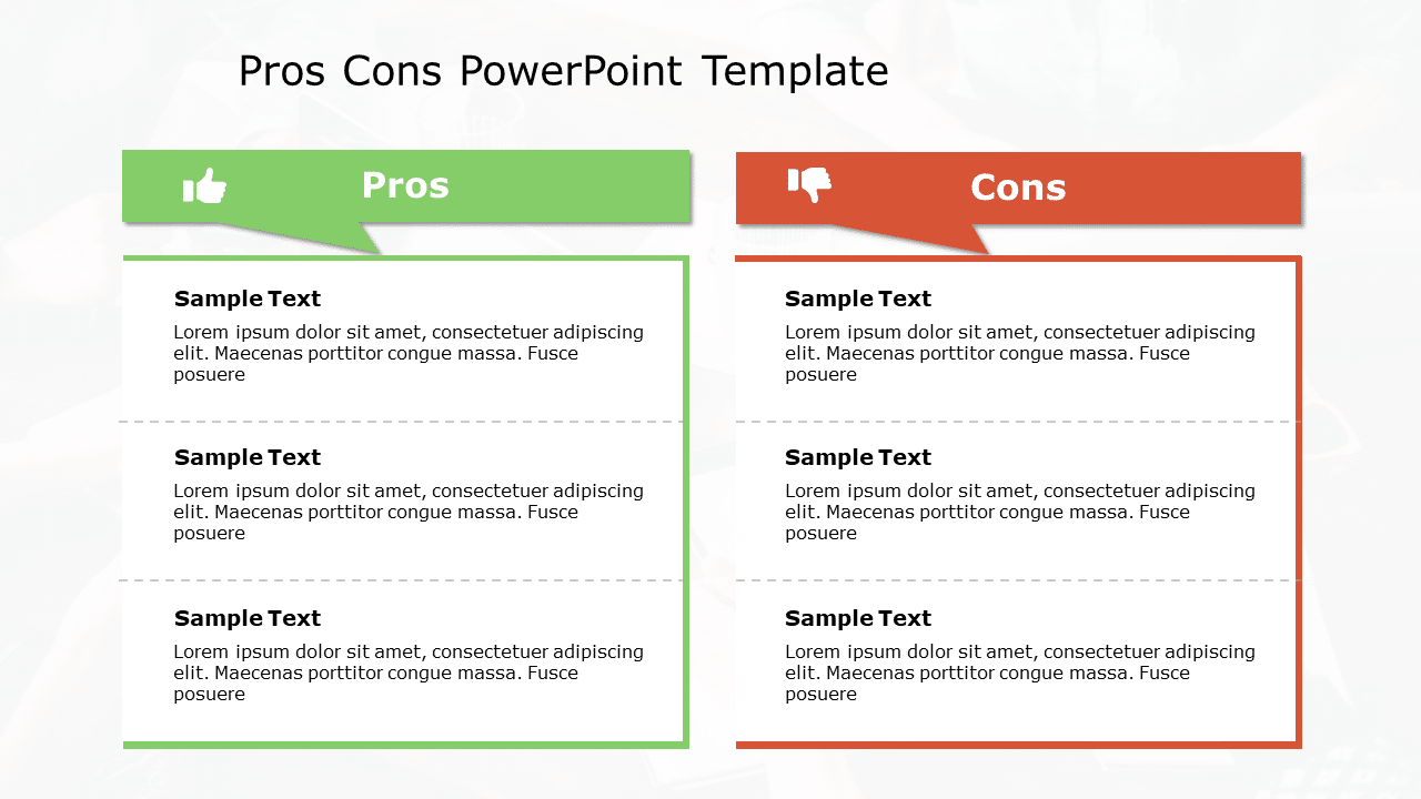 Pros Cons 155 PowerPoint Template & Google Slides Theme