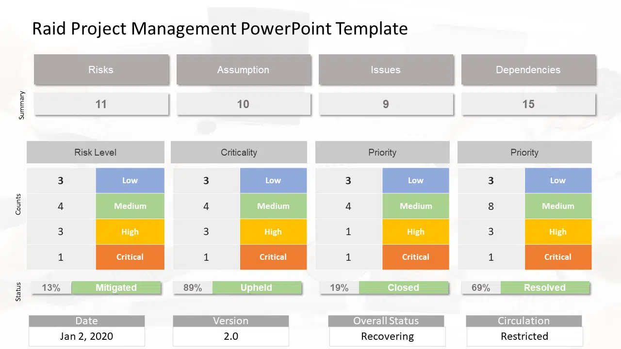 RAID Project Management PowerPoint Template & Google Slides Theme