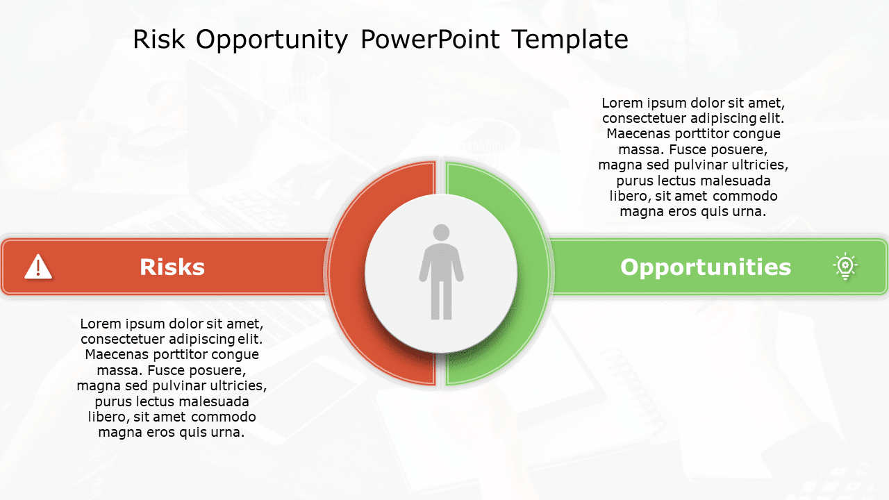 Red and Green Circular Risk-Opportunity Infographic Slide Template
