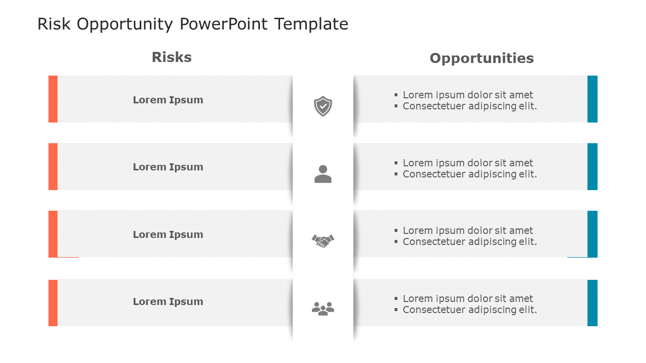 Dual Column Risk Opportunity Analysis In Red And Blue Slide Template dual-column-risk-opportunity-analysis-in-red-and-blue-slide-template