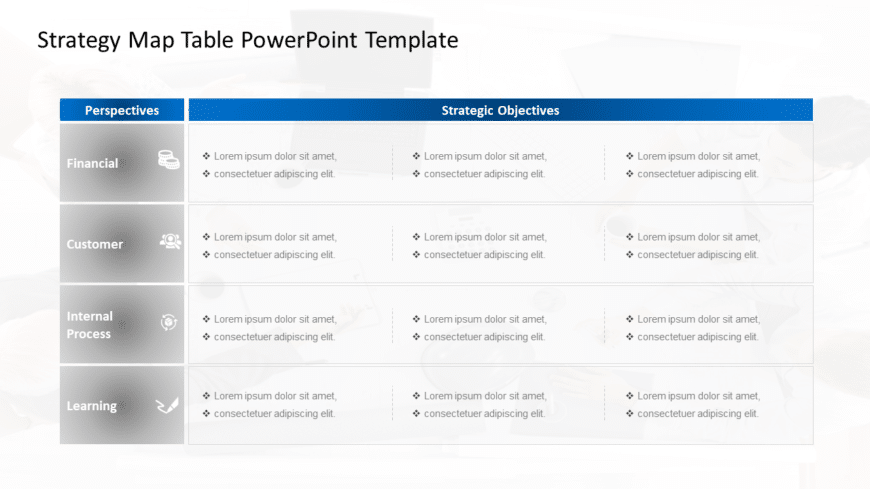Strategy Map Table PowerPoint Template