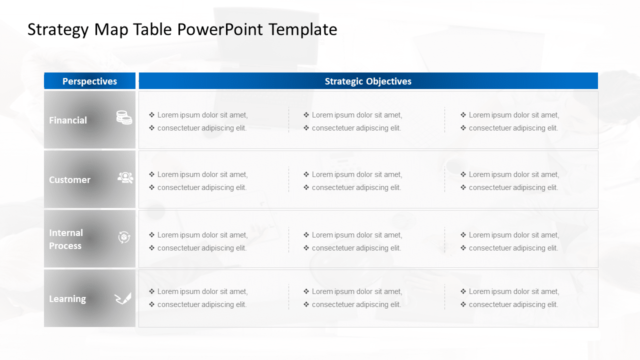 Strategy Map Table PowerPoint Template & Google Slides Theme